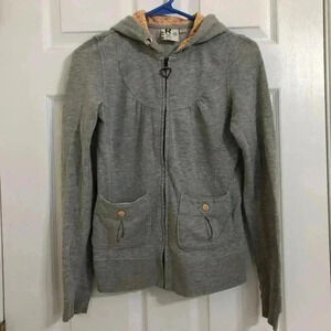 Roxy Grey Hoodie Floral Hood  Size Extra Small